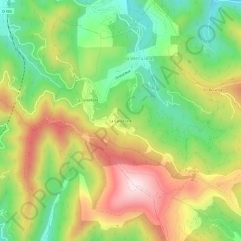 La Canebière topographic map, elevation, terrain
