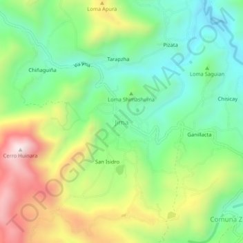 Jima topographic map, elevation, terrain