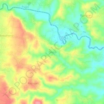 Dayu topographic map, elevation, terrain
