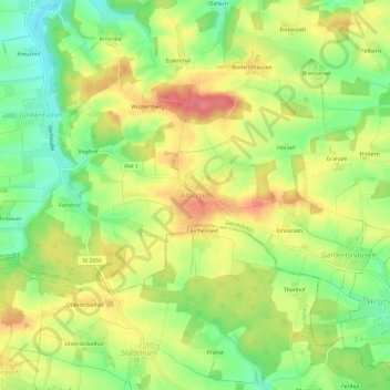 Alberzell topographic map, elevation, terrain