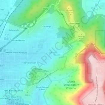 Oak Park topographic map, elevation, terrain