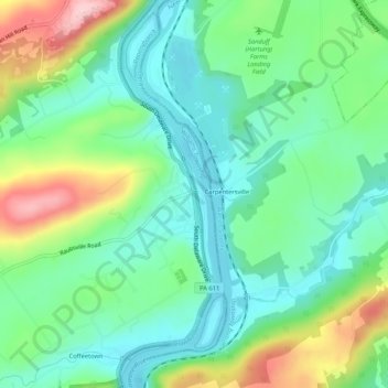 Raubsville topographic map, elevation, terrain