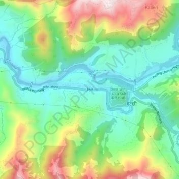 Baireni topographic map, elevation, terrain
