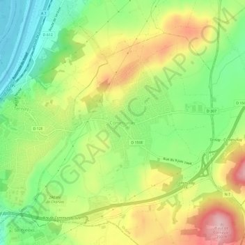 Communay topographic map, elevation, terrain