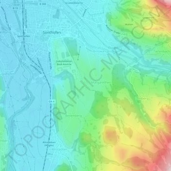 Hofen topographic map, elevation, terrain