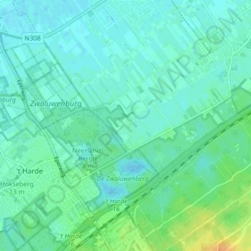 Bovenveen topographic map, elevation, terrain