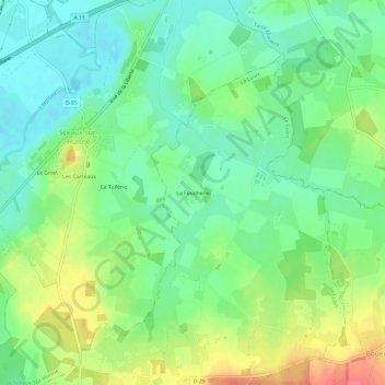 La Foucherie topographic map, elevation, terrain