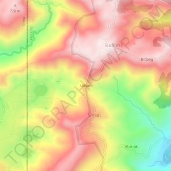 Udlom topographic map, elevation, terrain