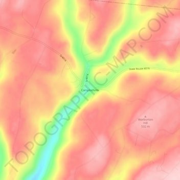 Campbellville topographic map, elevation, terrain