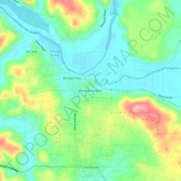 Mirabel Heights topographic map, elevation, terrain