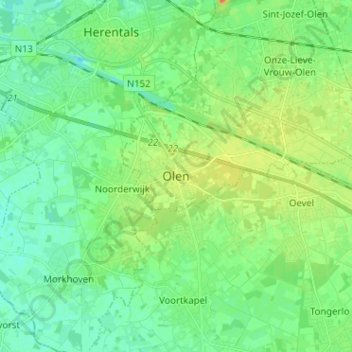 Olen topographic map, elevation, terrain