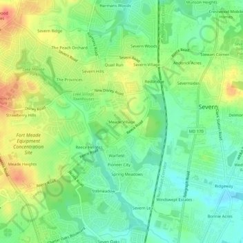 Meade Village topographic map, elevation, terrain
