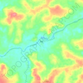 Teli topographic map, elevation, terrain