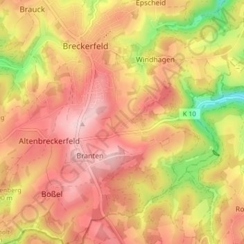 Ehringhausen topographic map, elevation, terrain