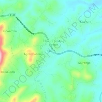 Kihura topographic map, elevation, terrain