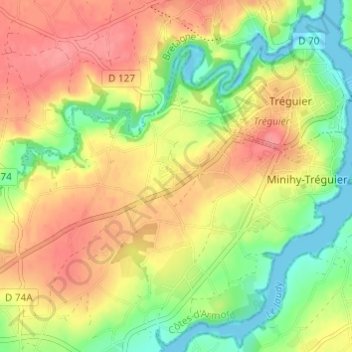 Kernormand topographic map, elevation, terrain