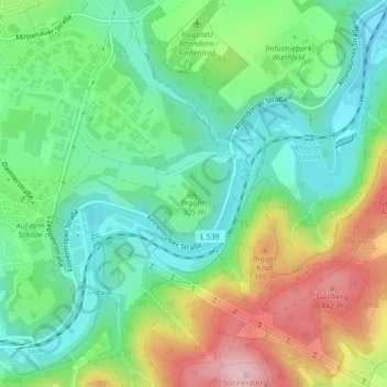 Biggen topographic map, elevation, terrain