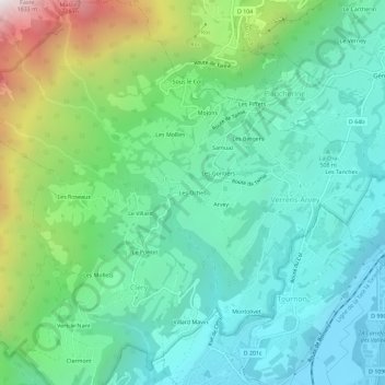 Les Oches topographic map, elevation, terrain