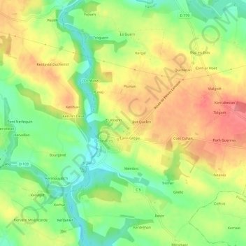 Kerican topographic map, elevation, terrain
