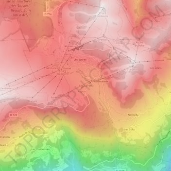 Les Carrets topographic map, elevation, terrain
