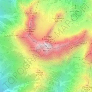 Grünstein topographic map, elevation, terrain