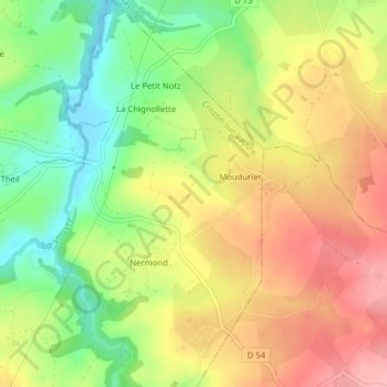 Le Bois Raton topographic map, elevation, terrain