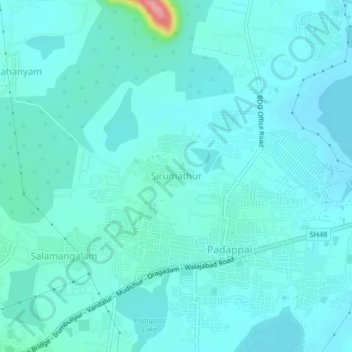 Sirumathur topographic map, elevation, terrain