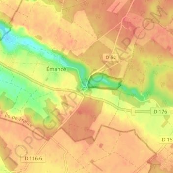 Sauvage topographic map, elevation, terrain