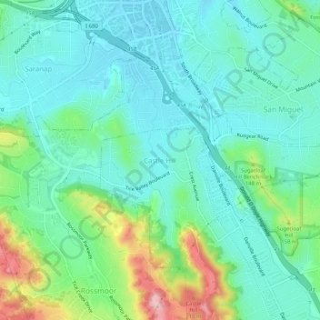 Castle Hill topographic map, elevation, terrain