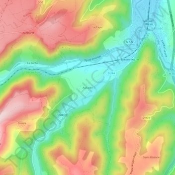 Auliadet topographic map, elevation, terrain