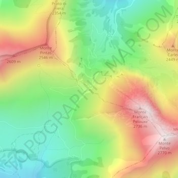 Colle delle Finestre topographic map, elevation, terrain