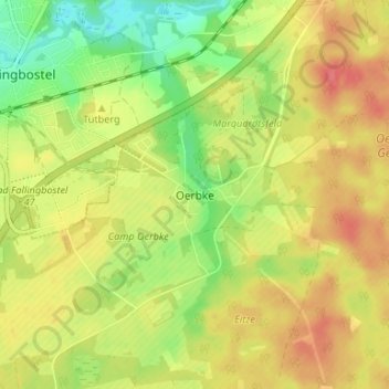 Oerbke topographic map, elevation, terrain