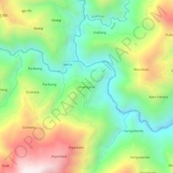 Ghartigaun topographic map, elevation, terrain