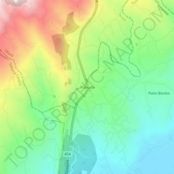 Poblado topographic map, elevation, terrain