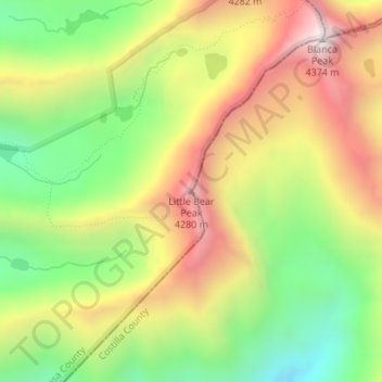 Little Bear Peak topographic map, elevation, terrain