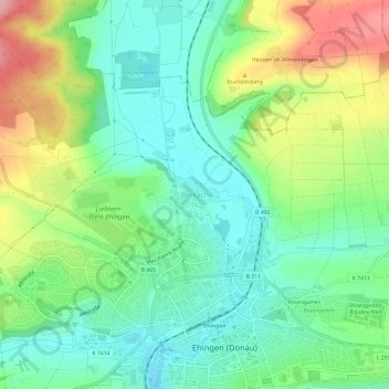 Berkach topographic map, elevation, terrain