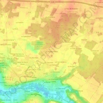 Les Hallebarderies topographic map, elevation, terrain