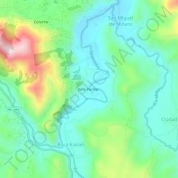 Valle Perdido topographic map, elevation, terrain