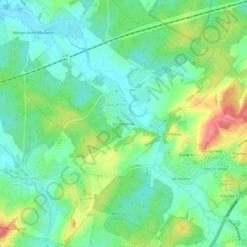 Les Varennes topographic map, elevation, terrain