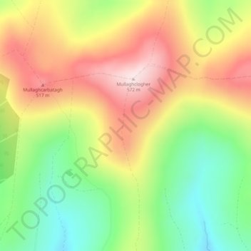Mullaghmenagh topographic map, elevation, terrain
