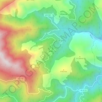 Moldes topographic map, elevation, terrain