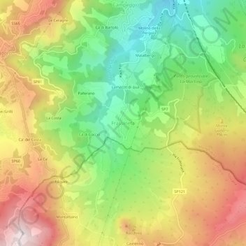 Frassineta topographic map, elevation, terrain