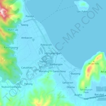 Hinunangan topographic map, elevation, terrain