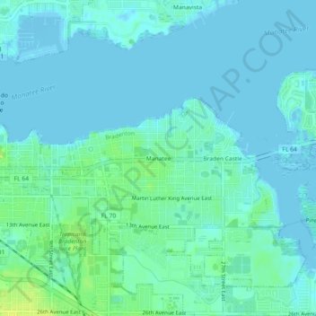 Manatee topographic map, elevation, terrain