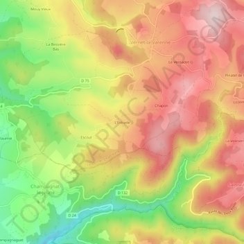 L'Estrade topographic map, elevation, terrain
