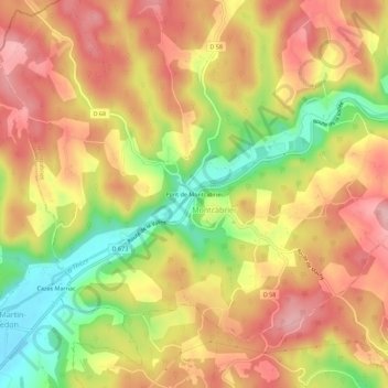Pont de Montcabrier topographic map, elevation, terrain