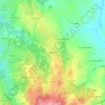 Chenevières topographic map, elevation, terrain