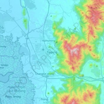 Taiping topographic map, elevation, terrain