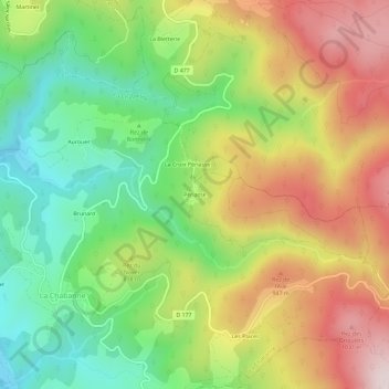 Périasse topographic map, elevation, terrain