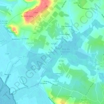 Le Carillon topographic map, elevation, terrain